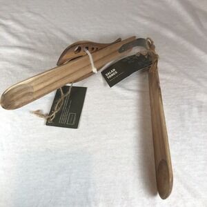 New Acacia Wood Spring Salad Tongs One Handed & Herb Stripper Set